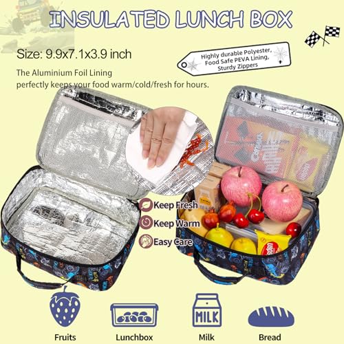 AUIVTY Mochila escolar para meninos e meninas, adolescentes com conjunto de lancheira, mochila escol