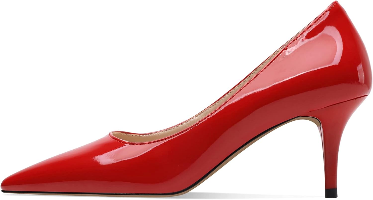 CosyFever Womens Pumps, Pointed Toe Mid Heel Stiletto Pumps, Slip On Dress Pumps - Image 8