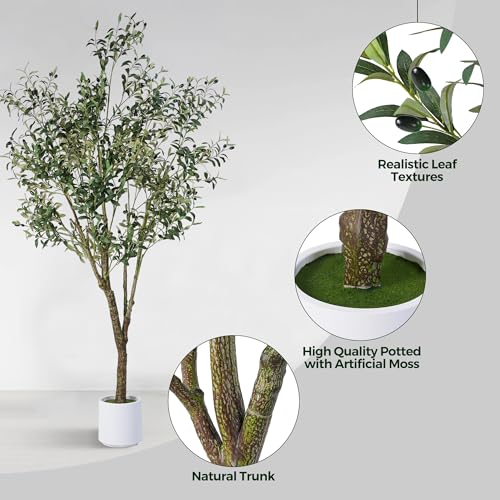 Jocoevol Artificial Olive Tree 6Ft, Indoor Fake Silk Plant With Realistic Trunk thumb #1