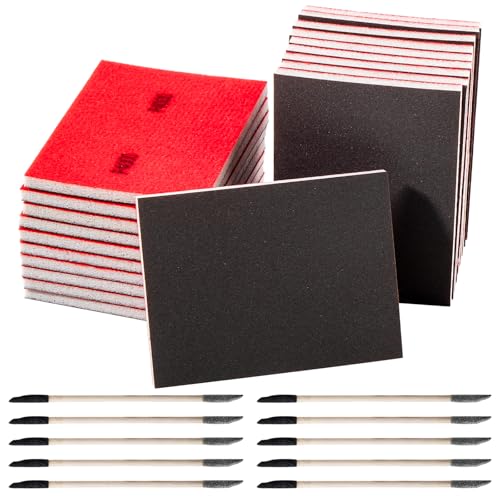 30pcs 3x4 Inch Sanding Sponge and Sanding Sticks Kit, Ultra Fine Soft Foam Hand Sander Blocks Pads 1500 2000 3000 4000 Grit for Wood