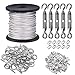 TooTaci 100M Corde en Acier Inoxydable à Suspendre Kit,Kit Cable Métallique,kit Palissage Plantes Grimpantes,1.5mm Câble en Acier Inoxydable avec Tendeurs à Crochet Inox,Manchons pour câble métallique