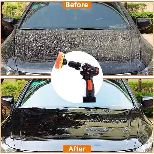 ZZQVIP 80 mm Kit Pulido Coche 32 PCS, Esponja Pulir Coche y Almohadilla de Lana, Adaptadores M10 para Taladro, Accesorios Pulidora Coche, Ideal para Pulimento Faros, Encerado y Detallado Automotriz - imagen 5