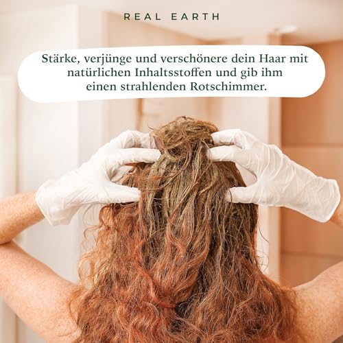 Real Earth Henna Haarfarbe 250g BIO 100% Natürliches. Henna Pulver Für Haare - Tönung Rot, Kupfer, Kupferrot, Goldbraun, Mittelblond, Schwarz, Dunkelbraun Color Prep Haut - Made in India
