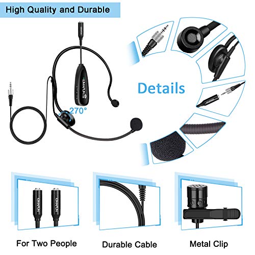 KIMAFUN Drahtloses Mikrofonsystem für 2 Personen, 2.4G Dual Wireless Headset und Lavalier Revers-Mikrofone Ideal für… - Image 5