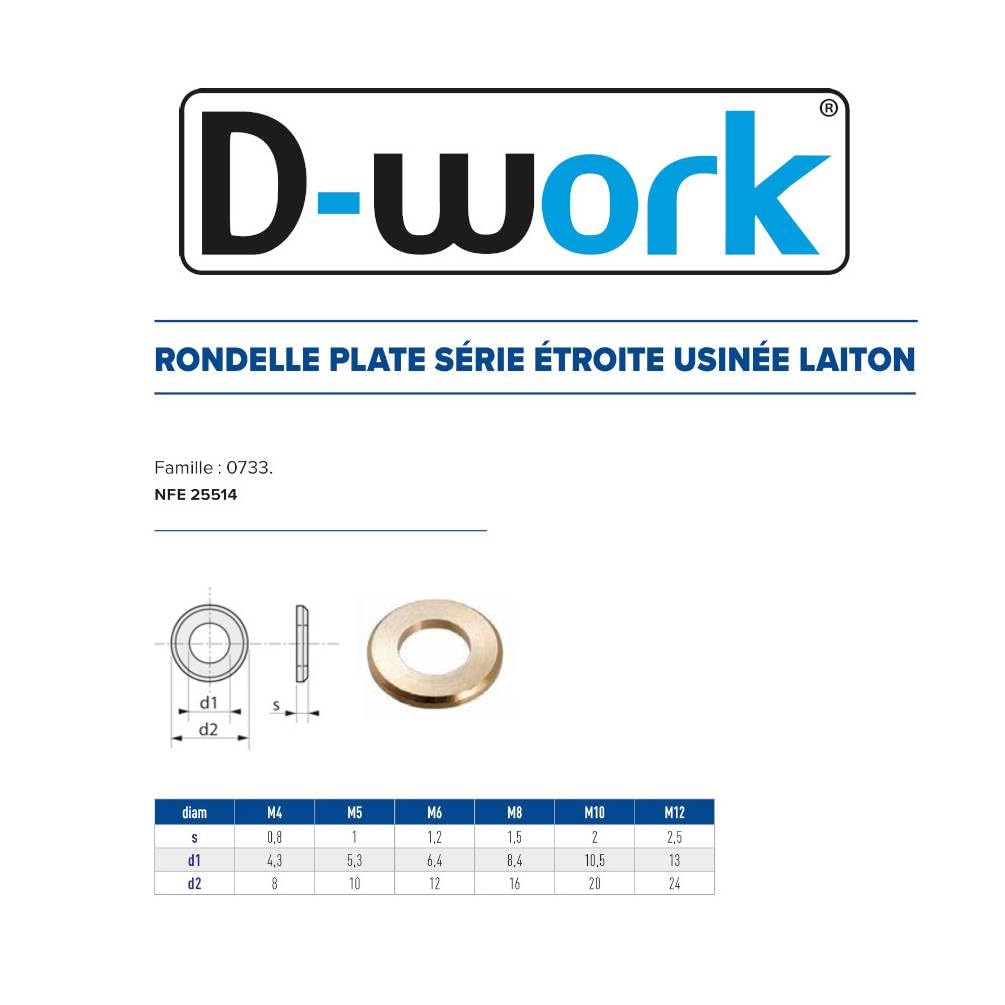 200 flache Unterlegscheiben, schmal, M8 mm – NFE 25514 – Messing D-Work