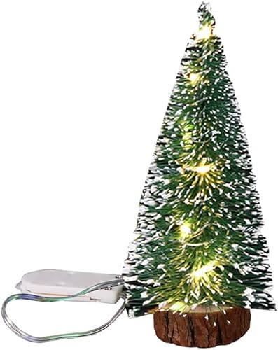Miniatura 1 de Ochine Árbol de Navidad pequeño preiluminado, pinos en miniatura, árboles de sisal, mini árbol de Navidad, mini pino con luces LED multicolor, árbol