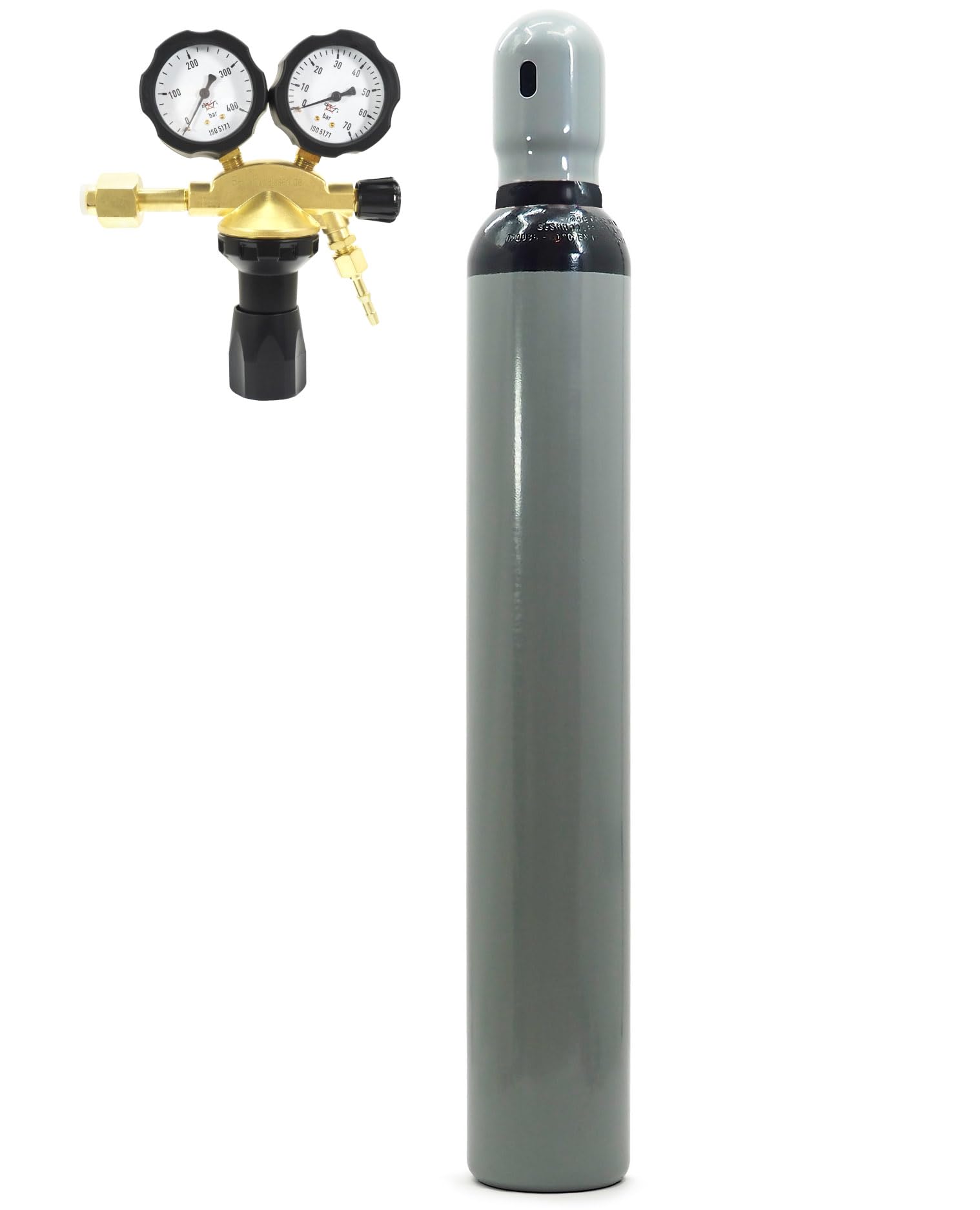 Stickstoffflasche 10L mit Druckminderer Gasflasche, Stickstoff Gas Set Bestschweissen.de Klima 2,0 m³ Flasche mit Druckminderer 50 Bar