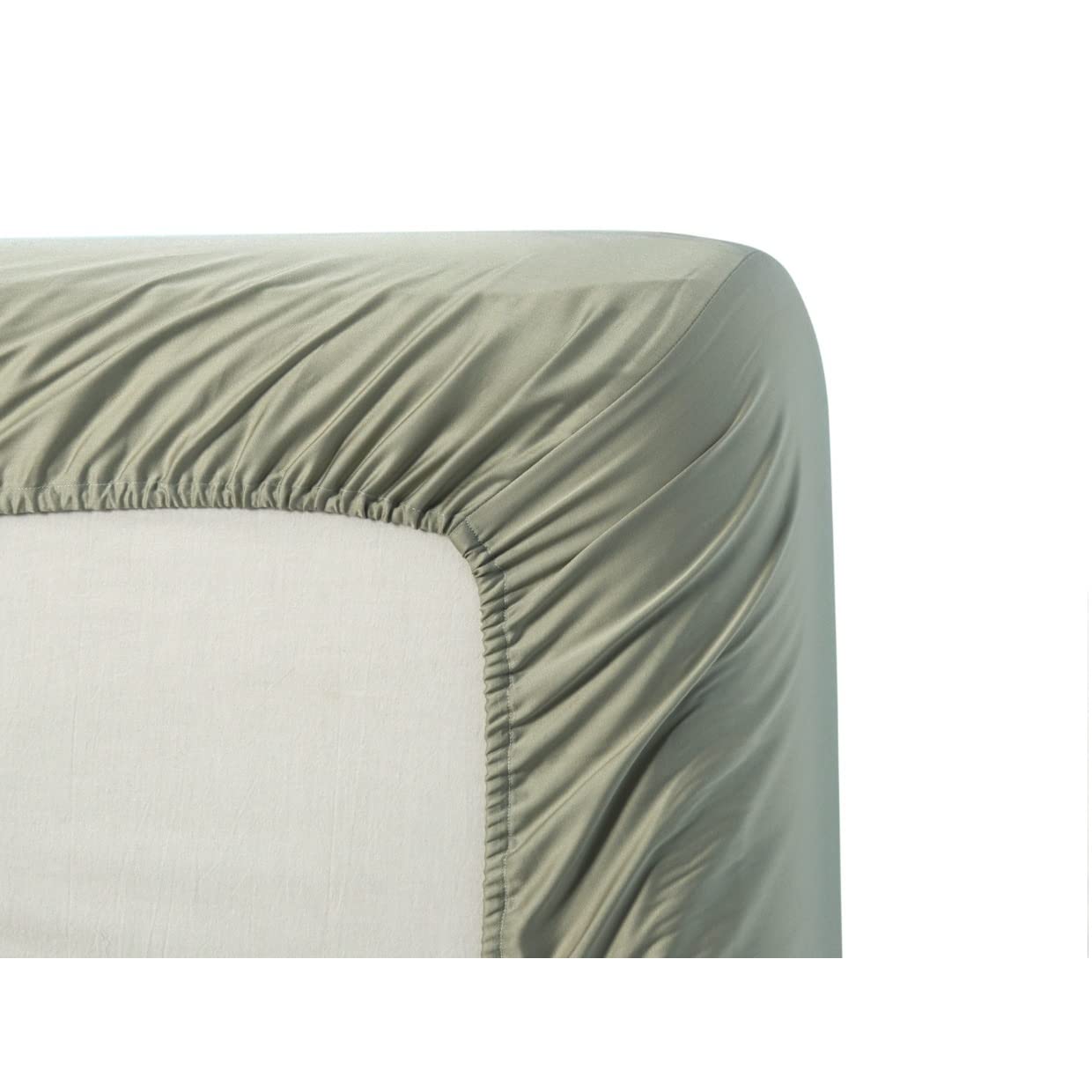 Lenzuolo con Angoli Elasticizzati in Morbido Cotone Lyocell 500 Fili con Tasca Profonda Trama Satinata Misura Piccola/King Size Super King Size Verde Singolo/Extra Large