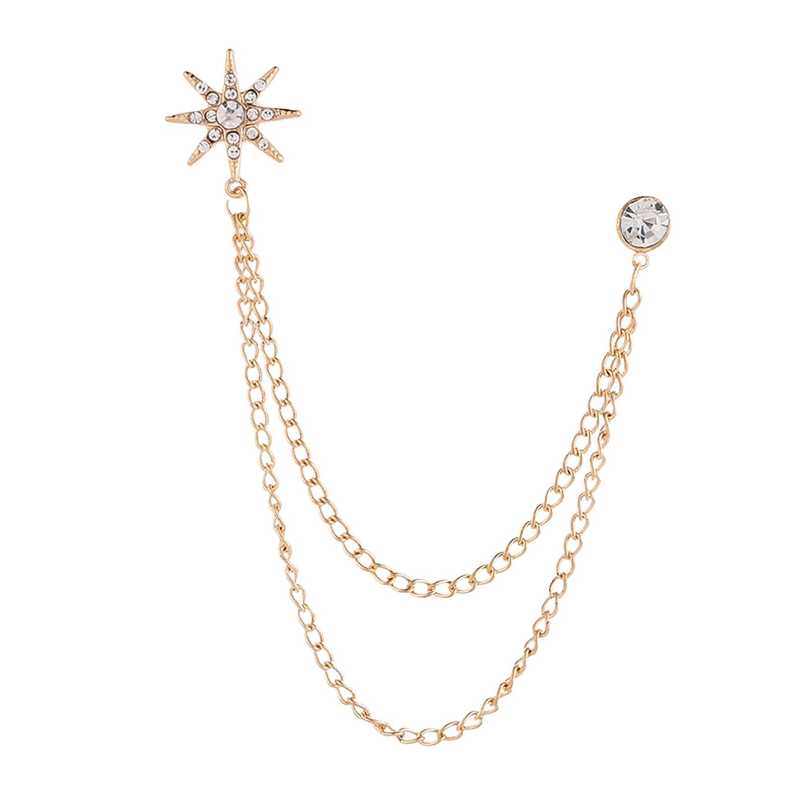 club bollywood CLUB BOLLYWOOD®Snowflake Men's Brooch Exquisite Brooch Lapel Pin Chain for Shirts Suit Coat|Jewelry & Watches | Fashion Jewelry | Pins & Brooches|1 Brooch Suit Pin-picture-24