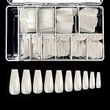 Vivace Natural Full Cover Long Coffin 500PCS False Nail Tips With Plastic Case 10 Sizes Ballerina Ac