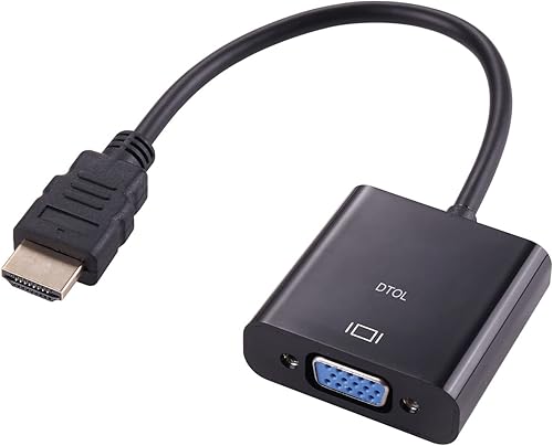 DTOL HDMI a VGA, adaptador HDMI a VGA chapado en oro (hombre a hembra) para computadora, computadora de escritorio, laptop, PC, monitor, proyector,