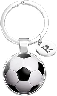 サッカー キーホルダー イニシャル 小さめ 部活 応援 ファン グッズ 日本代表 カップル お揃い ペア サッカーボール 名入れ 名前 小物 雑貨 飾り チャーム 小 [並行輸入品]