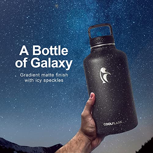 Coolflask 64 Oz Insulated Water Bottle With Straw&3 Lids, Half Gallon Insulated Water Jug Galaxy Large Metal Stainless Steel Flask For Gym, Sports And Office, Keep Cold 48H Hot 24H, Starry Night #TOP1