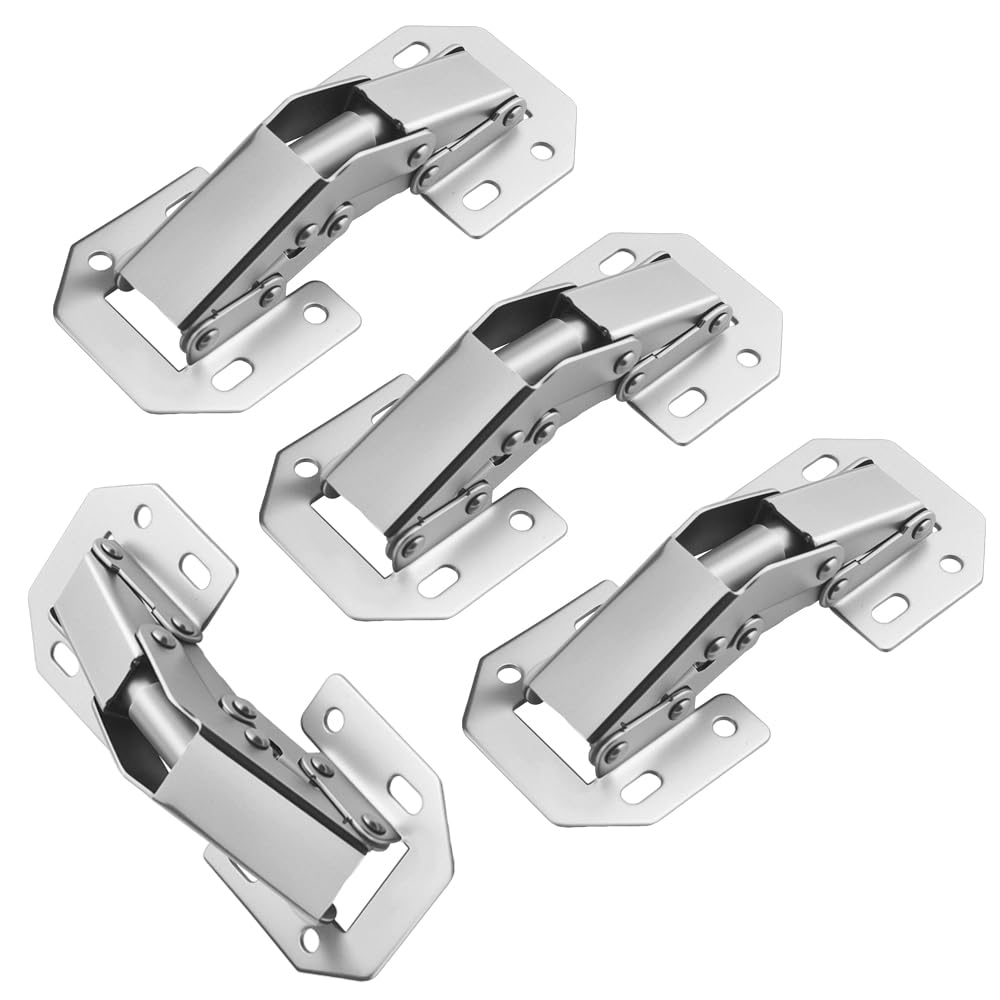 TOVOT 4PCS 4" Cabinets Hinges with Screws Easy-Installation Hinges Doors Hinge 90 Degree Hinges Concealed Hinges for Cupboard Cabinet Door Kitchen