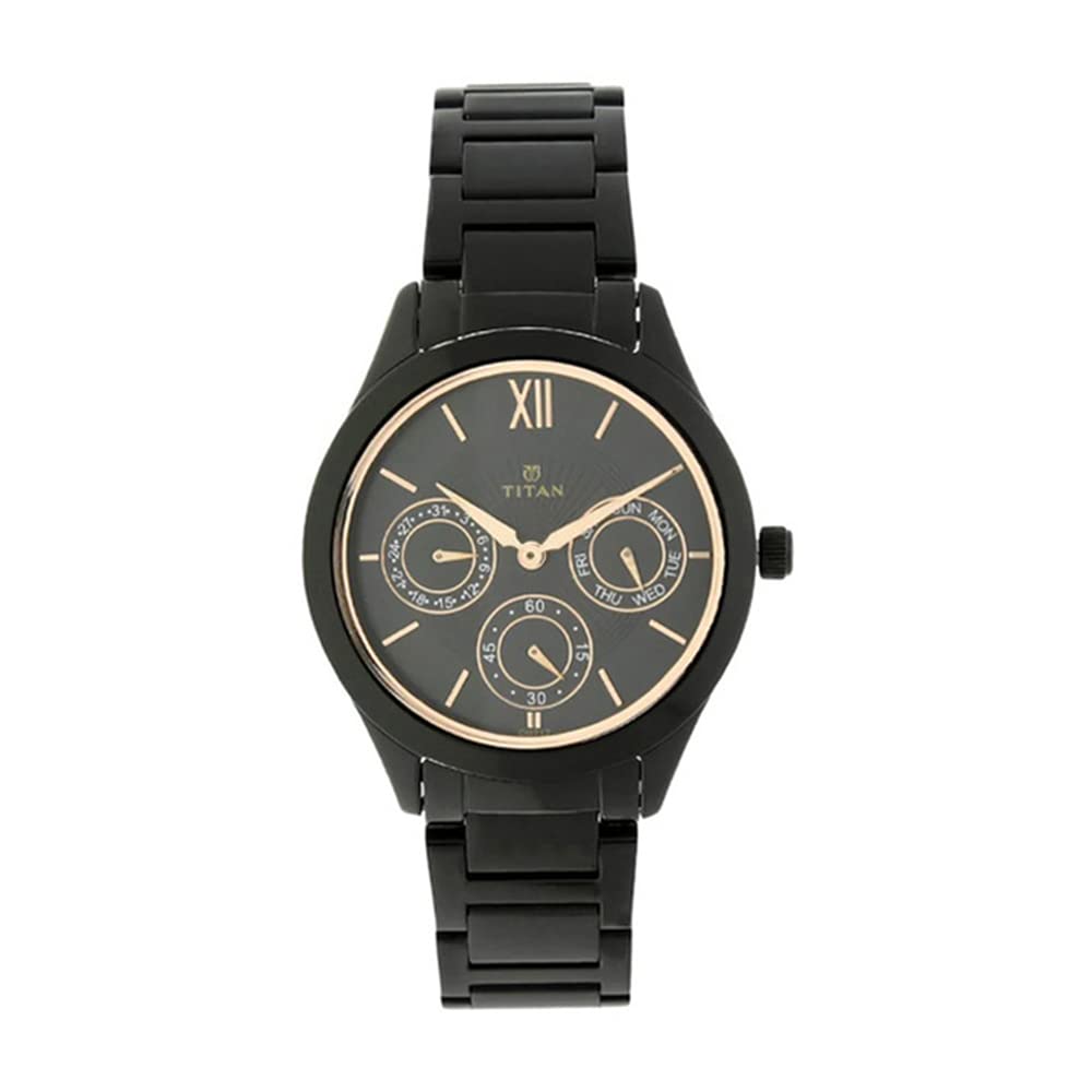 Titan Quartz Analog with Day and Date Black Dial Stainless Steel Strap Watch for Women-NS2570NM01 (B072V7QBKB) Amazon Price History, Amazon Price Tracker