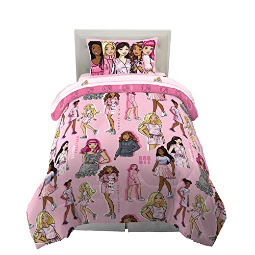 Franco Barbie Barbiecore Bedding Super Soft Comforter and Sheet Set with Sham 5 Piece Twin Size College Dorm Essentials (Official Licensed Product)