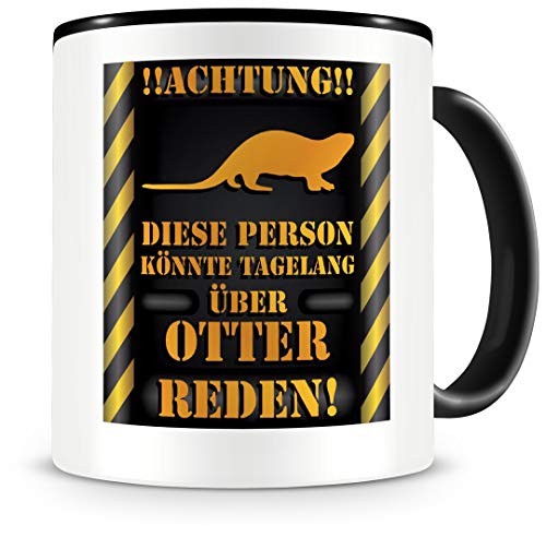Samunshi® Taza con texto en alemán "Otter", regalo para hombres y mujeres, taza de café grande divertida para cumpleaños, color negro, 300 ml
