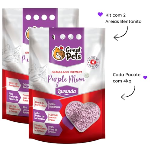 KIT 2 Areias Higiênicas Para Gatos - 4kg cada - Bentonita Premium (Lavanda)