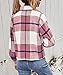 Binshre Womens Plaid Shacket Jackets Fall Fashion 2022 Long Sleeve Button Down Flannel Shirt for Women Pink S US 4-6
