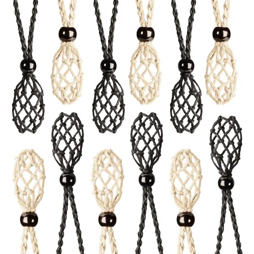FANASY 12 PCS Crystal Cage Necklace Cord Empty Stone Holder Pendant Stone Replacement with Adjustable Length