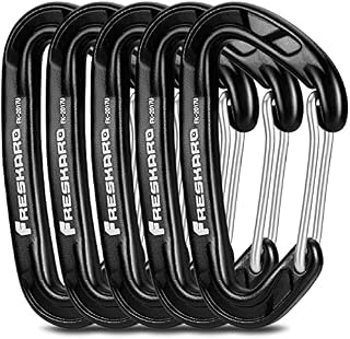 FresKaro 5pcs Carabiner Clips, caribeener clip Heavy Duty, Small Sturdy Key Keychain Accessory, Spring Snap Wire-gate Hook, 8kN 816kg, for Hiking, Camping, Fishing, Not for Climbing, Mini Size
