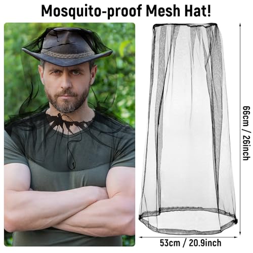 Yoojahow 5 Pcs Anti Mosquito Netting Suit, Mosquito XL Hat with Mesh Net, Arm and Leg Sleeves Protective Cover for Camping Fishing(Black)
