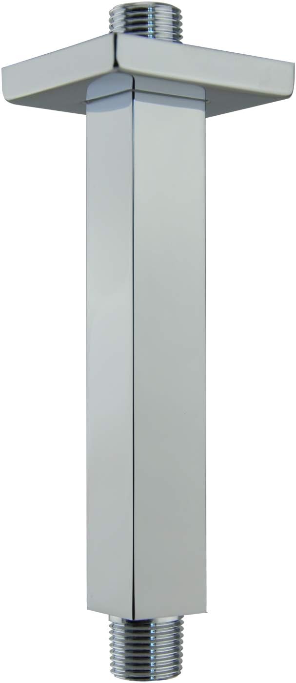 AQUAIAW Shower Arms Bundle, 3 inch & 6 inch Ceiling Mount, Solid Brass, Square, Polished Chrome, Anti-Scratch O-Ring Flange, Tapered 1/2 NPT Threads