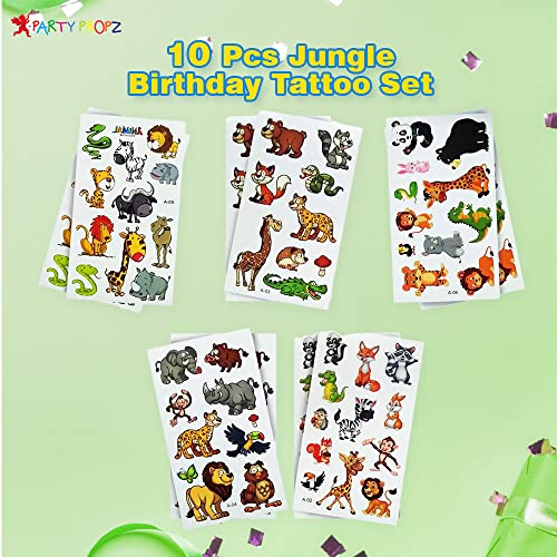 Image of Party Propz Jungle Theme Decoration Kids Tattoos - Set of 10 Pcs | Jungle Theme Birthday Decoration | Temporary Tattoo Animal | Birthday Return Gift For Kids | Jungle Theme Return Gifts | kanchak Gift For Navratri