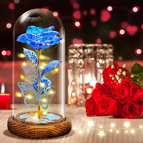 Mothers Day Rose Gifts For Mom - Galaxy Rose Flowers In Glass Dome Colorful Light Up Rose Mom Gifts From Daughter Son Anniversary Birthday Gifts For Girlfriend Gifts For Wife Grandma Women Gift Ideas #TOP2