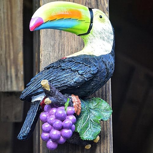 Ornement de jardin extérieur résistant aux intempéries avec toucan peint - 4