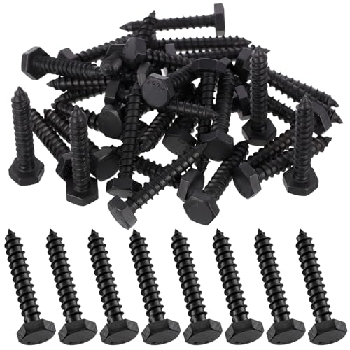 Zonon 50 Pcs 1/4" X 1-1/2" 304 Stainless Steel Lag Screw for Wood, Black