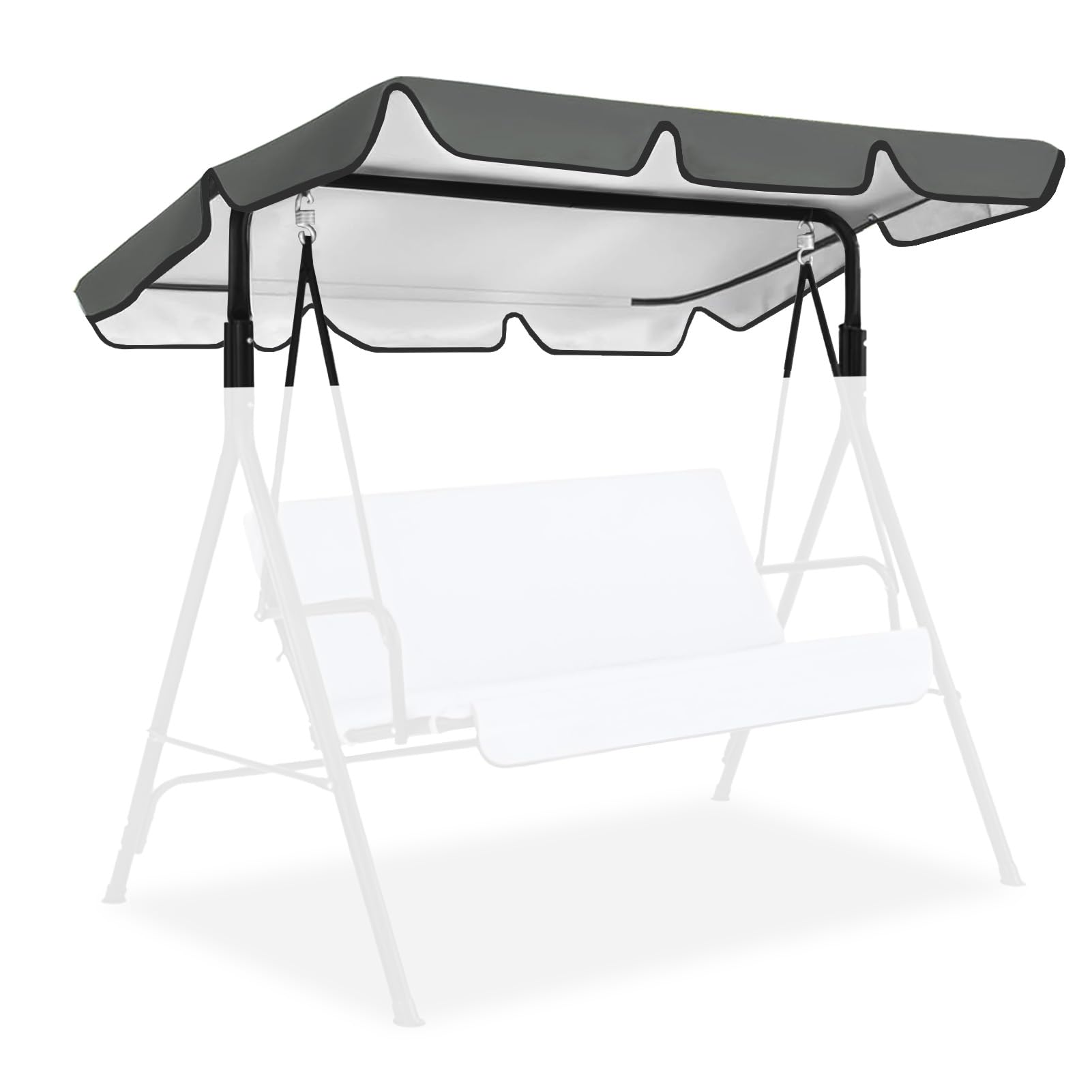 Tetto Dondolo da Giardino, Copertura Dondolo 3 Posti, Impermeabile, Protezione UV, Telo Ricambio Universale, Misure 210 x 145 cm (Grigio)