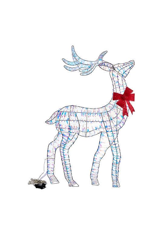 Marco Paul OpaLight Hirschfamilie Weihnachtsdekorationen - 3-teiliges beleuchtetes Rentierset mit 750 warmweißen LEDs, Innen- & Außenbereich Hirsch, Rehkitz Ornamente, Metallrahmen und rote Schleifen