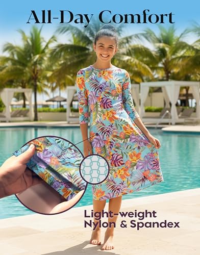 Image of Shira Modest Girls Swim Dress | 3 /4 Sleeve Swimdress, Full Coverage Bathing Suit | Tznius UPF 50+ Quick-Dry
