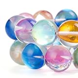 RUBYCA Round Moonstone Crystal Glass Beads Aura Iridescent for Jewelry Making (1 Strand, 6mm, Mix)