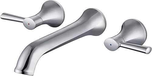 Miniatura 9 de Grifo de Tina de Montaje en Pared Relleno de Tina Cromado de Alto Flujo Boquilla Larga Alcance Grifo de Tina Romano con 2 Manijas