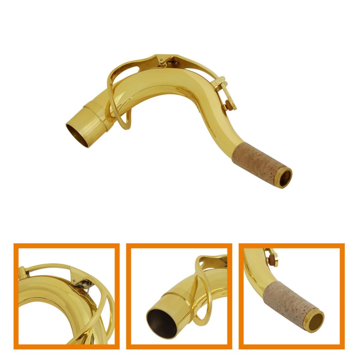 Tofficu Collo del Sassofono Tenore in Ottone Placcato Argento, Oro, 27,5mm, Parte di Ricambio per Sassofono Tenore, Ottimizza L'intonazione e Facilita le Note Alte
