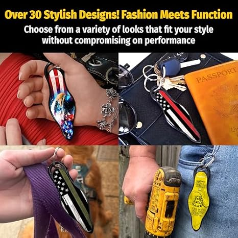 MUNIO American Heritage Self-Defense Keychain Kit - Patriot Bundle: Eagle, Betsy Ross Flag, Urban Patriot Designs - TSA Approved, Portable Personal Safety Essentials, Portable Kubotan Made in USA