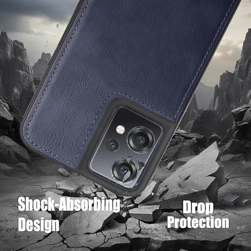 Image of Leather Case for OnePlus Nord CE 2 Lite Premium Protective Stylish Slim Cover with Shockproof Raised Edges Blue