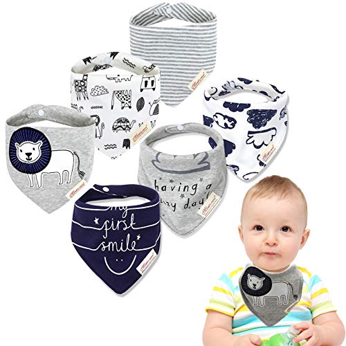 Baby Drool Slabbetjes, Baogaier Bandana Kwijl Slabbetjes met Verstelbare Drukknoppen for Jongens – Waterabsorbent en…