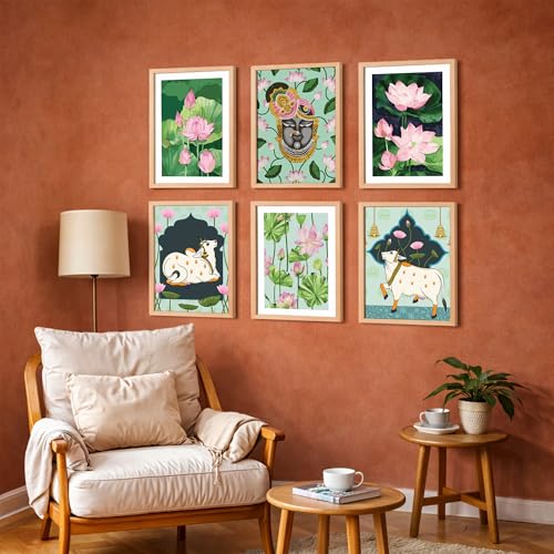 Image of NoWorries Modern Minimal Art Wall Paintings | Set of 6 Multicolor Framed Prints for Living Room Wall Decor | Contemporary Minimalist Framed Art (10x13inches Multicolor) (ART-3)