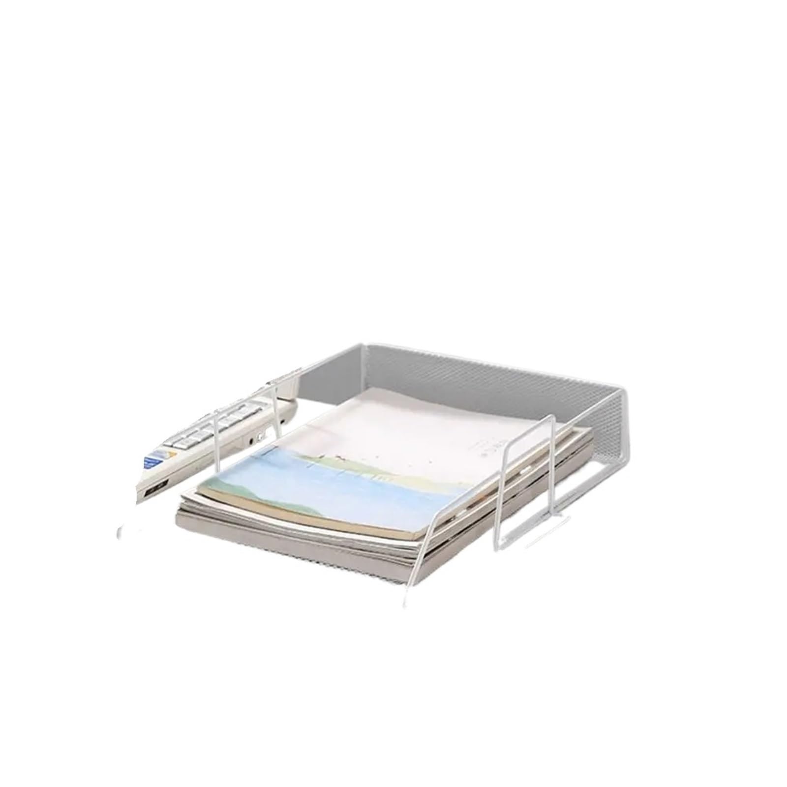 Bandeja Para Cartas Organizador de escritorio, estante de archivos apilable, estante de papeles minimalista, bandeja de almacenamiento de archivos A4, documentos de estilo hierro Para Documentos(White