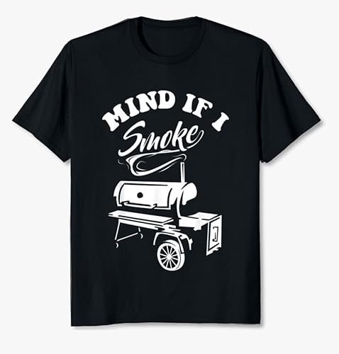ruyin Mind If I Smoke BBQ Smoker & Grilling Funny T-Shirt for Mens T-Shirt Black M
