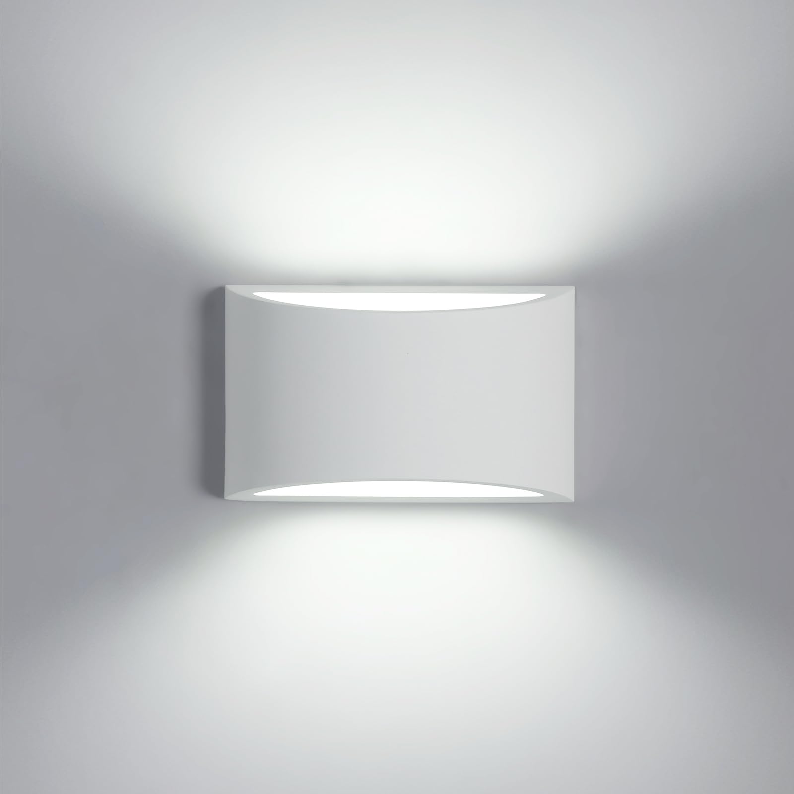 Pheashine Indoor Wall Lights, 7W Modern Plaster Wall Wash Lamp 6500K Cool White Up and Down LED Wall Sconce Light for Bedroom, Corridor, Stairs, Pathway