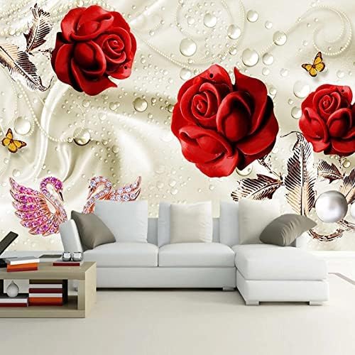 Papier peint 3D rose rouge pour créer une ambiance salon romantique