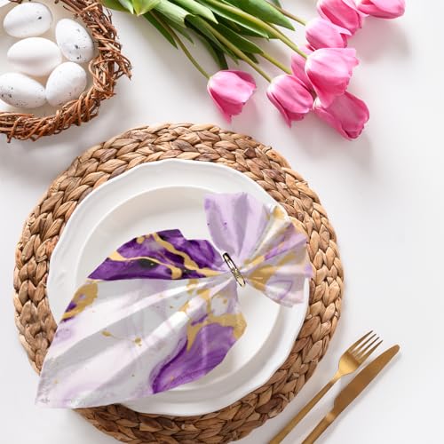 Servilletas de Tela Marmol Morado Oro Set 6 20x20 miniatura 5