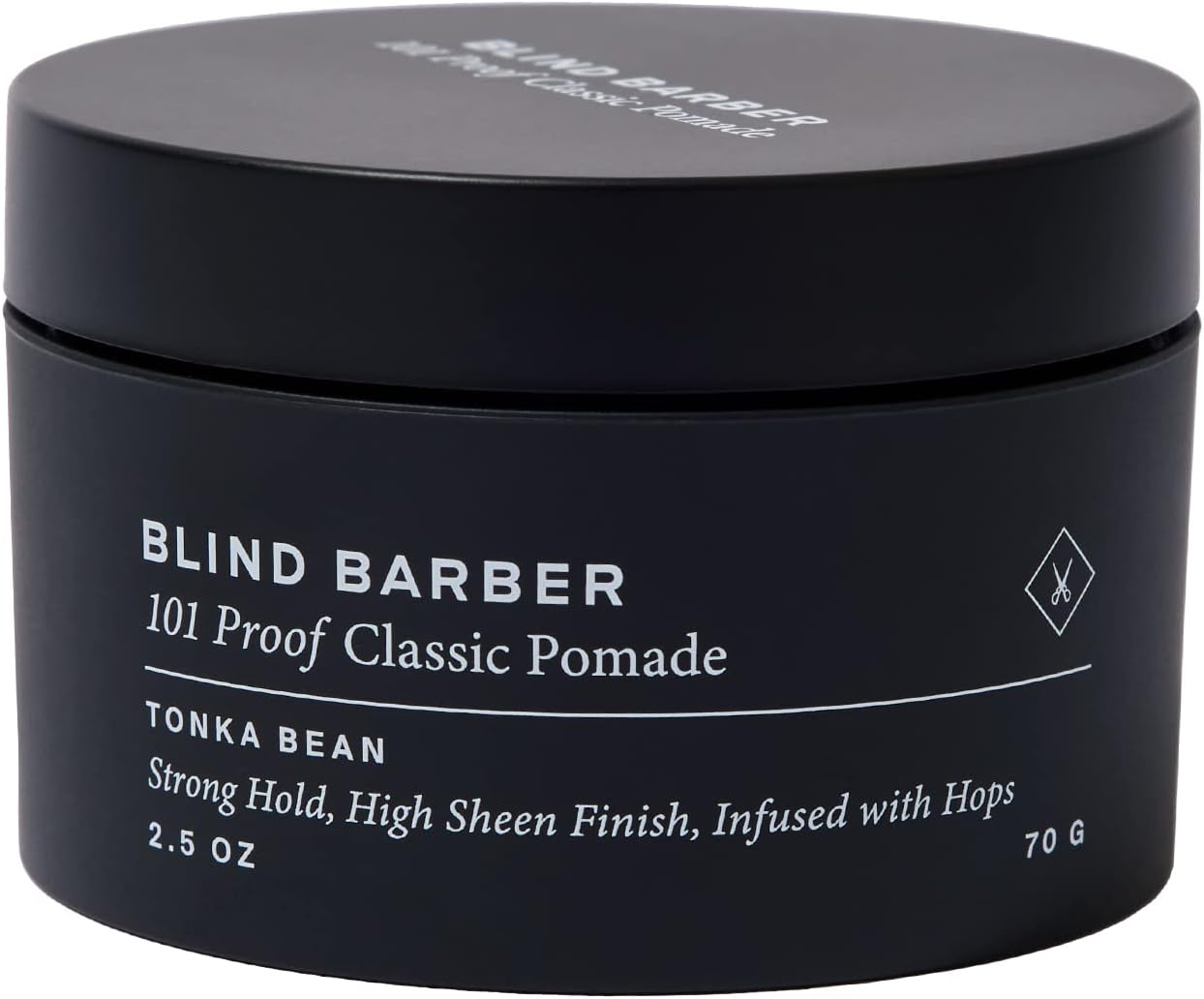 Blind Barber 101 Proof Classic Hair Pomade for Men - Water Based Pomade with Hops & Tonka Bean - Strong Hold & High Shine Finish - Paraben & Sulfate-Free Hair Styling Products (2.5 oz)