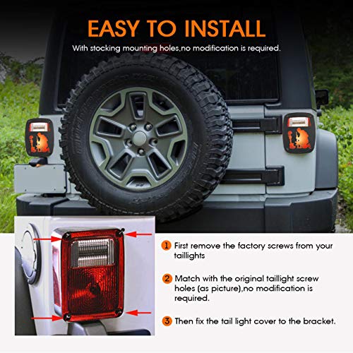 Partol YJ Tail Light Cover For Jeep Wrangler TJ YJ 1987-2006, Exterior Tail Light Guard Protect Shade Hollow Out Rear Tail Light Covers (Soldier)