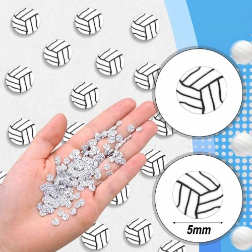 Image of Weysat 60g Mini Volleyball Polymer Clay Slices 0.2 Inch Tiny Clay Volleyball Pieces Sports Sprinkles Ball Confetti for Clips Nail Art DIY Craft Party Decoration Favors for Team Sports Lover