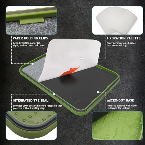 Image of Wet Palette, Dry Brush Palette and Acrylic Paint Palette, 3-in-1 Set for Miniature Painting and Acrylic Paints, 100PCS Hydration Paper and 4PCS Sponges